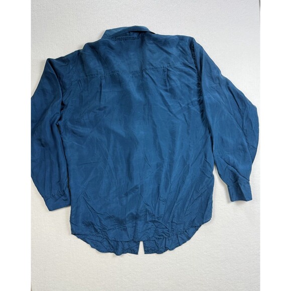 Jonathan Martin 100% Silk Women’s Shirt Small Blue Long Sleeve Blouse - Picture 7 of 8